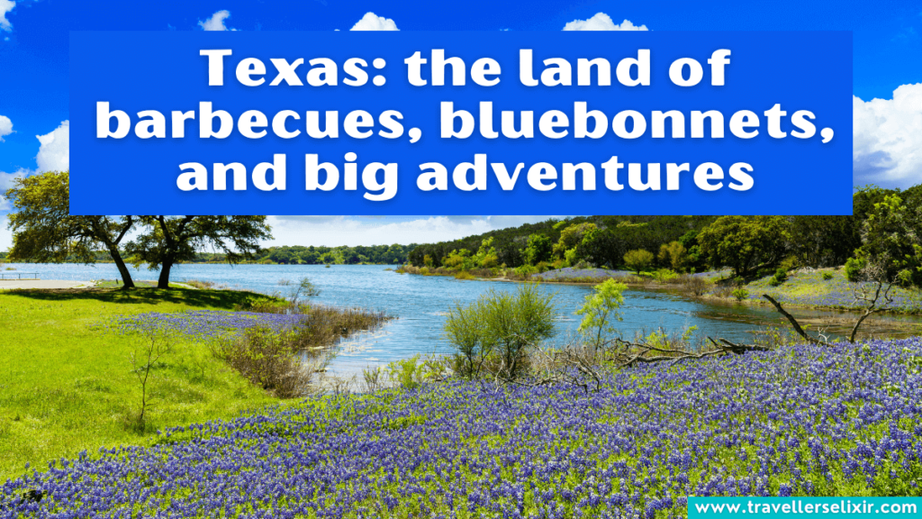 Texas quote - Texas: the land of barbecues, bluebonnets, and big adventures.