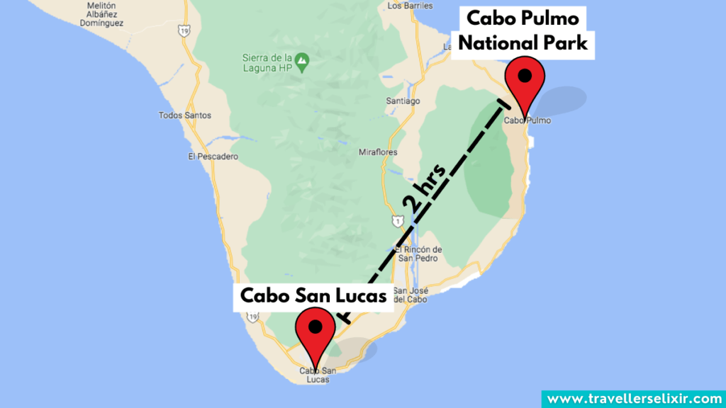 Map showing location of Cabo Pulmo National Park.