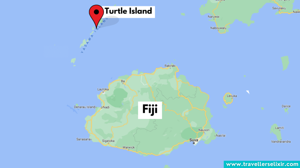Map of Turtle Island in Fiji.
