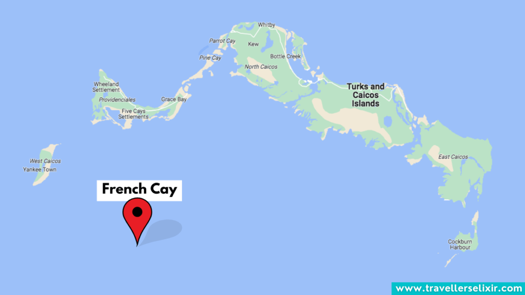 Map showing the location of French Cay in Turks & Caicos.