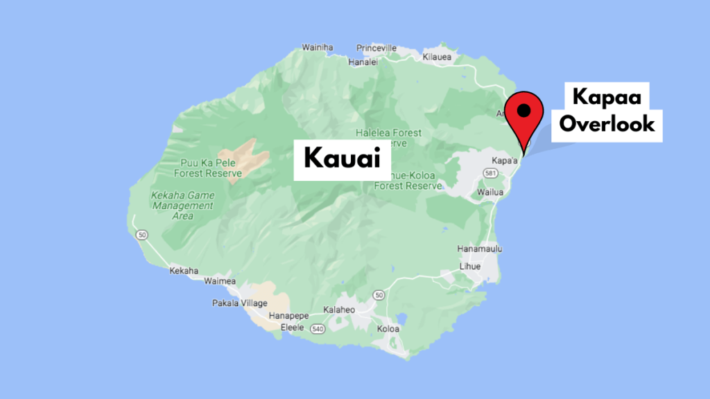 Map showing the location of Kapaa Overlook.