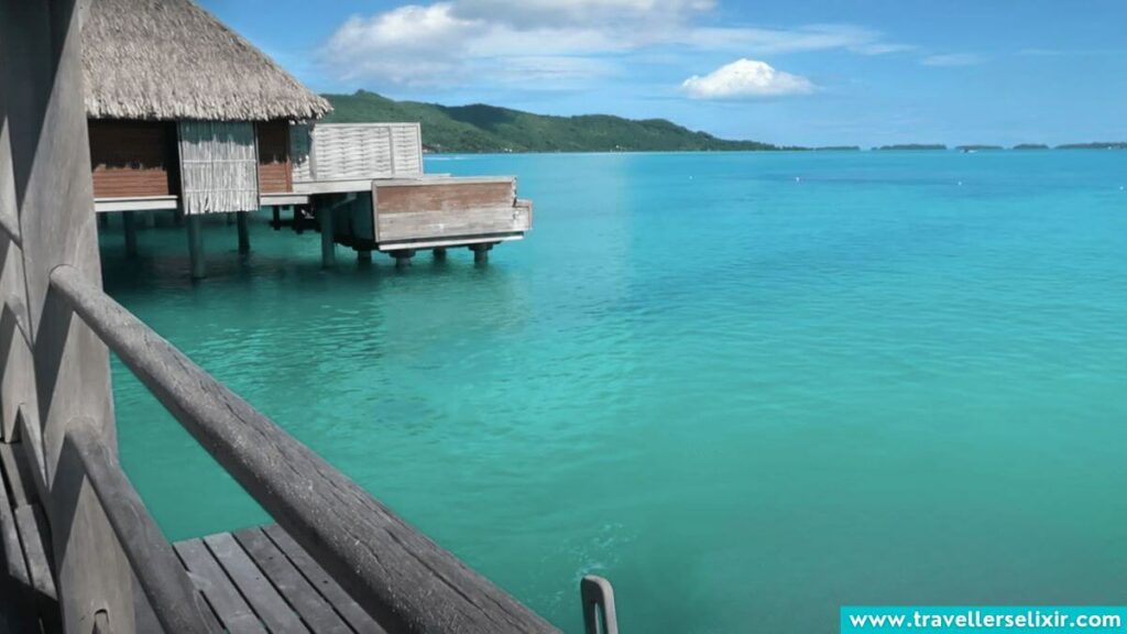 Bora Bora lagoon from the deck of overwater bungalow