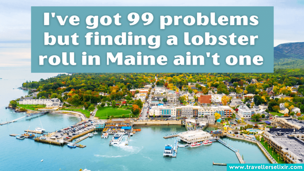 Funny Maine Instagram caption - I've got 99 problems but finding a lobster roll in Maine ain't one