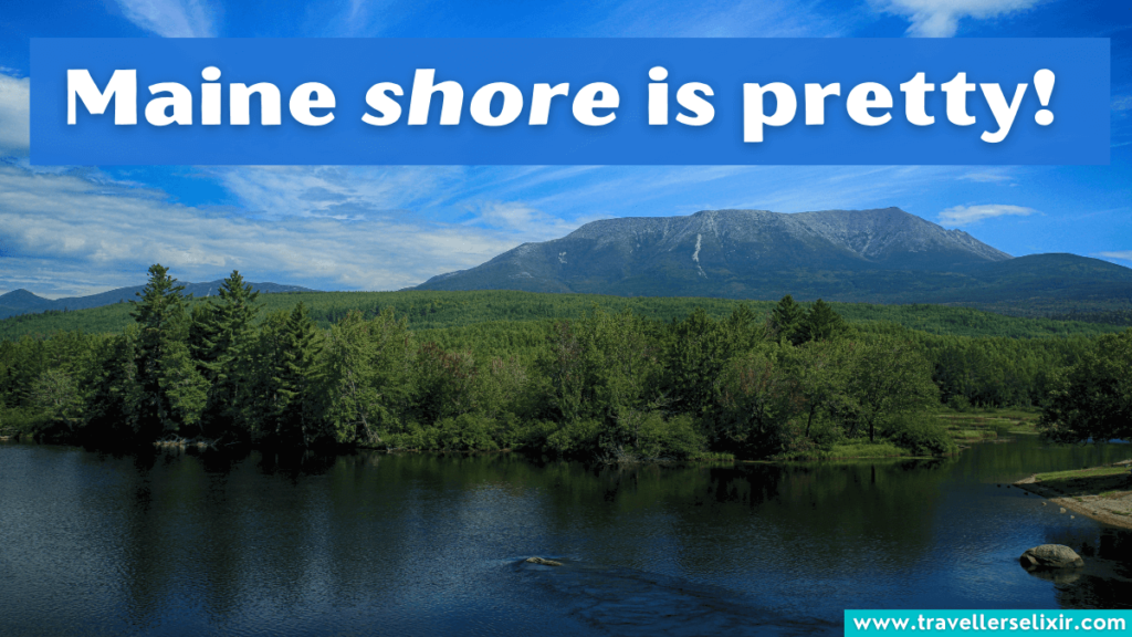 Funny Maine pun - Maine shore is pretty!