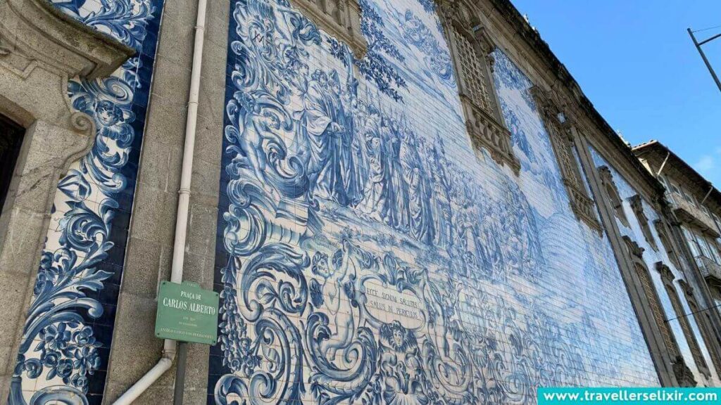 A photo I took of the azulejo tiles on a church in Porto.