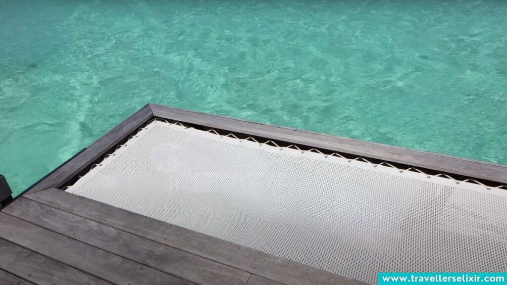 Deck of overwater bungalow in Bora Bora