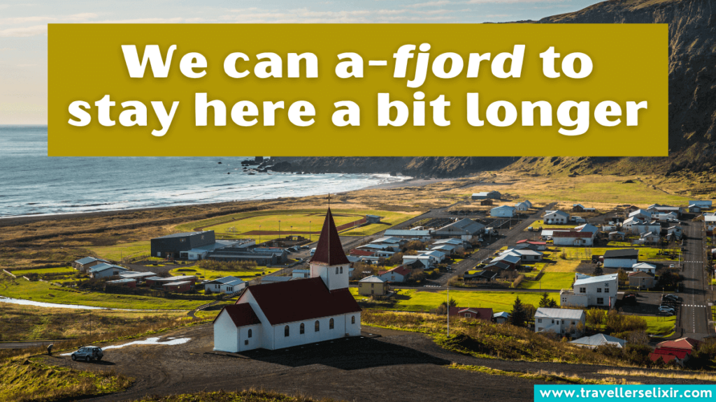 Funny Iceland pun - We can a-fjord to stay here a bit longer