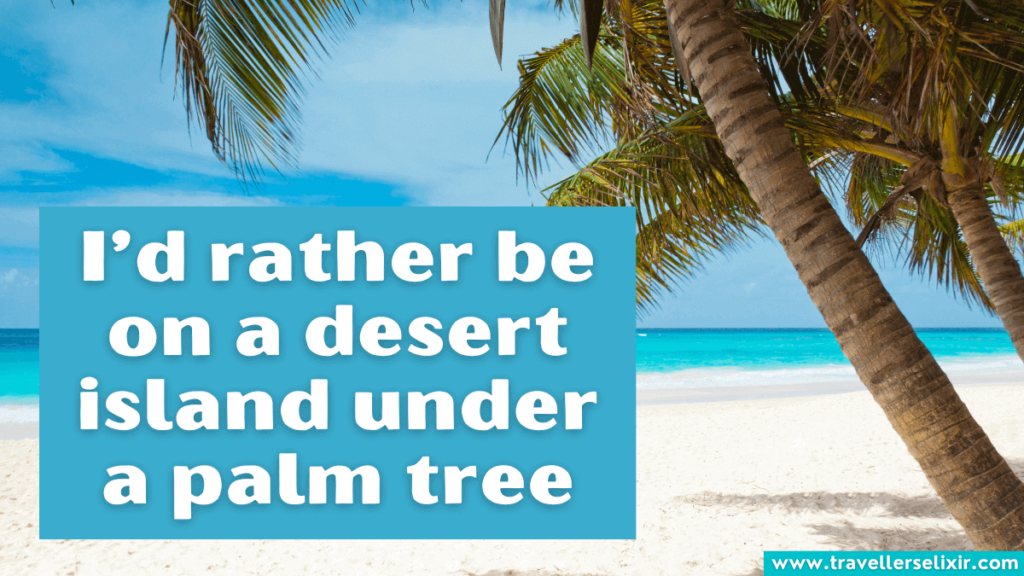 Cute palm tree caption for Instagram - I’d rather be on a desert island under a palm tree