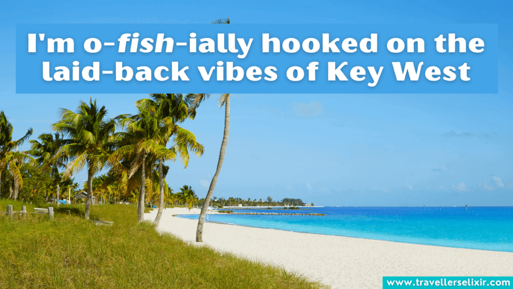 Funny Key West pun - I'm o-fish-ially hooked on the laid-back vibes of Key West