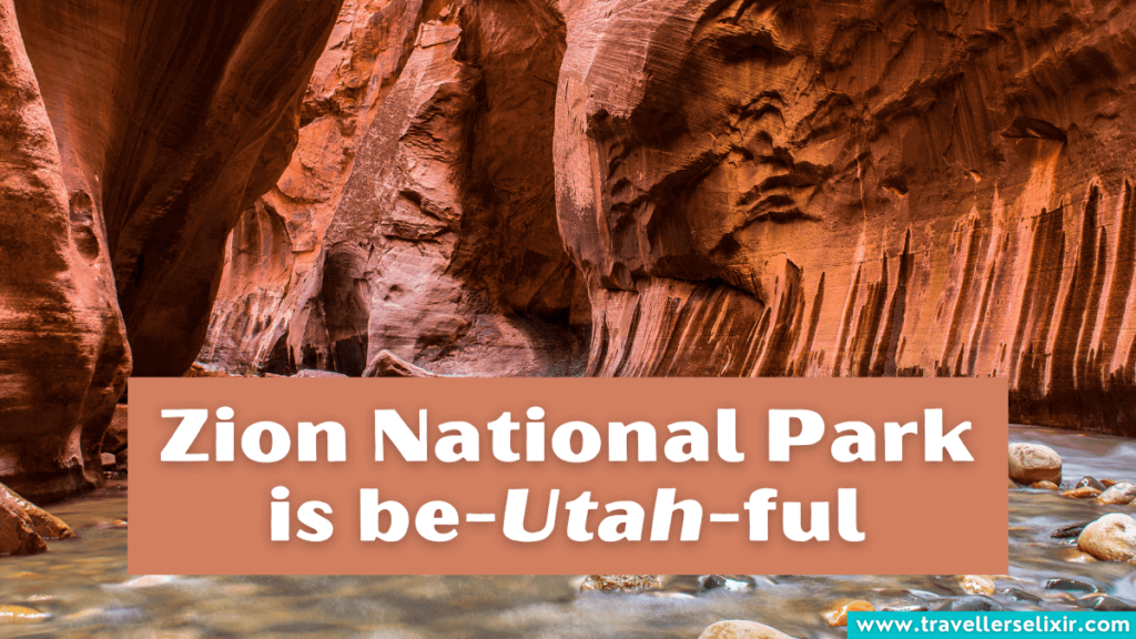 Funny Zion National Park pun - Zion National Park is be-Utah-ful