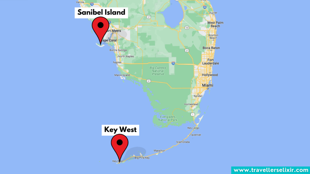 Map showing location of Sanibel Island