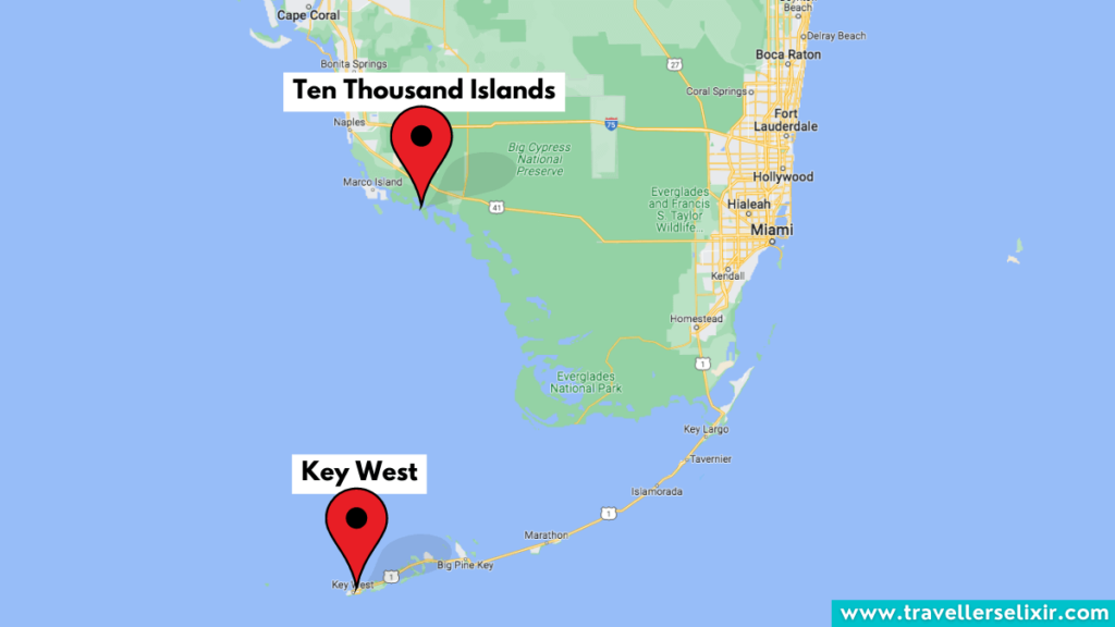 Map showing the location of the Ten Thousand Islands