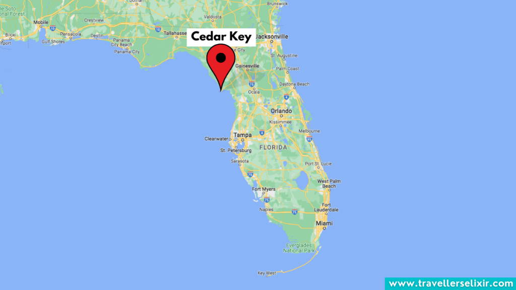 Map of Florida showing location of Cedar Key