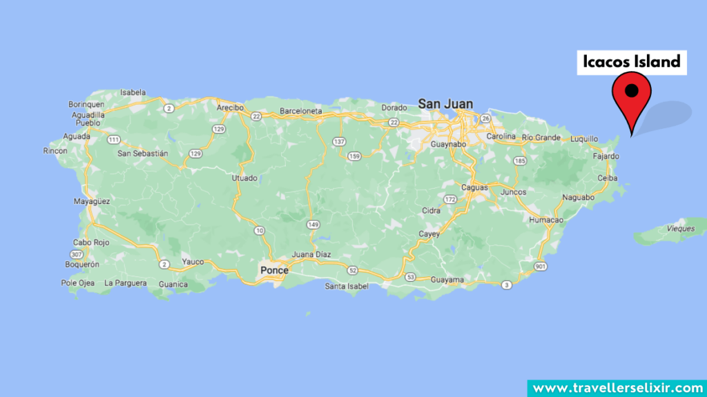 Map of Puerto Rico showing location of Icacos Island.