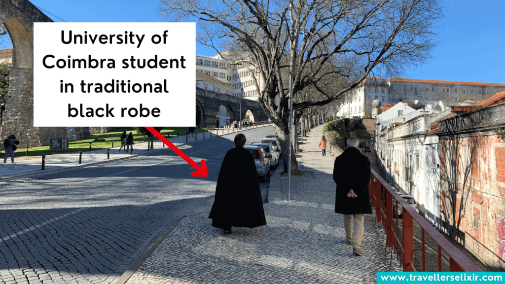 University of Coimbra student in black robe.
