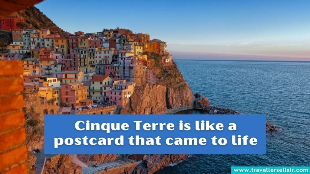Photo of Cinque Terre with caption - Cinque Terre is like a postcard that came to life