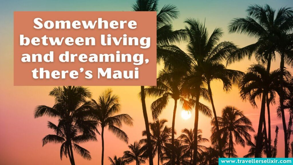 Photo of Maui with caption - Somewhere between living and dreaming, there’s Maui