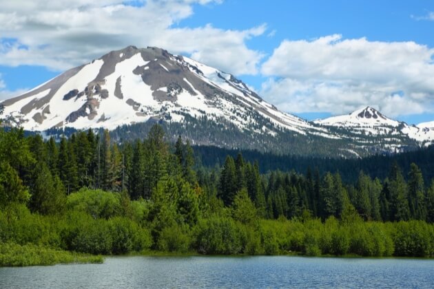 Lassen Peak and Manzanita Lake at Lassen Volcanic National Park 