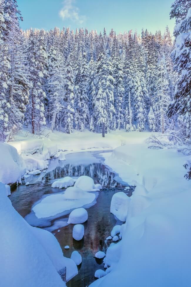 truckee river winter snow 