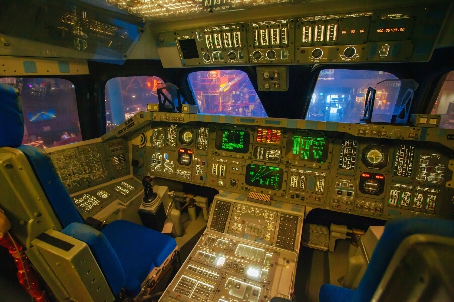 Interior of Shuttle at Space Center in Houston USA