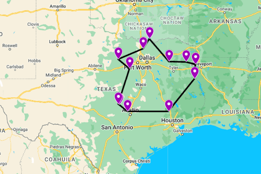 best lakes in texas google map graphic