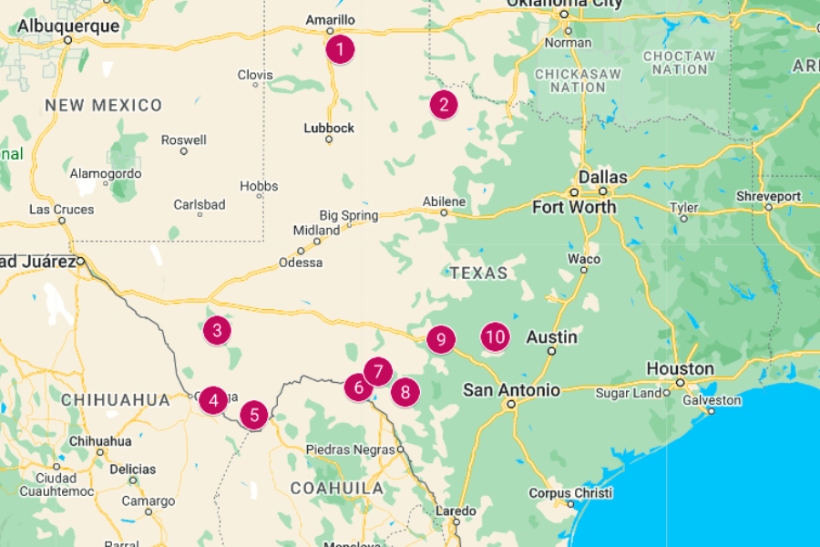 stargazing spots texas map graphic (1)