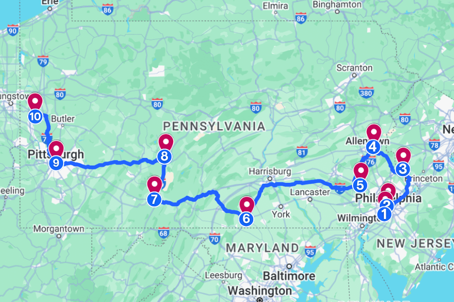 pennsylvania haunted places map graphic